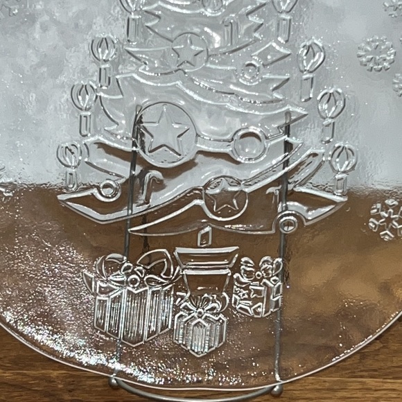 Holiday - Christmas Tree Design Thick Clear Round Glass Platter/Tray Vtg - Italy - Picture 4 of 7